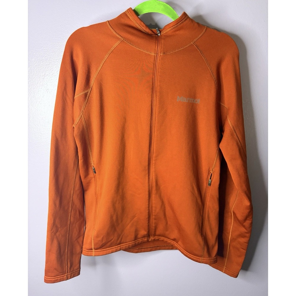 Marmot Jacket Womens Small Orange Coat Polartec Fleece Hooded Full Zip Athletic